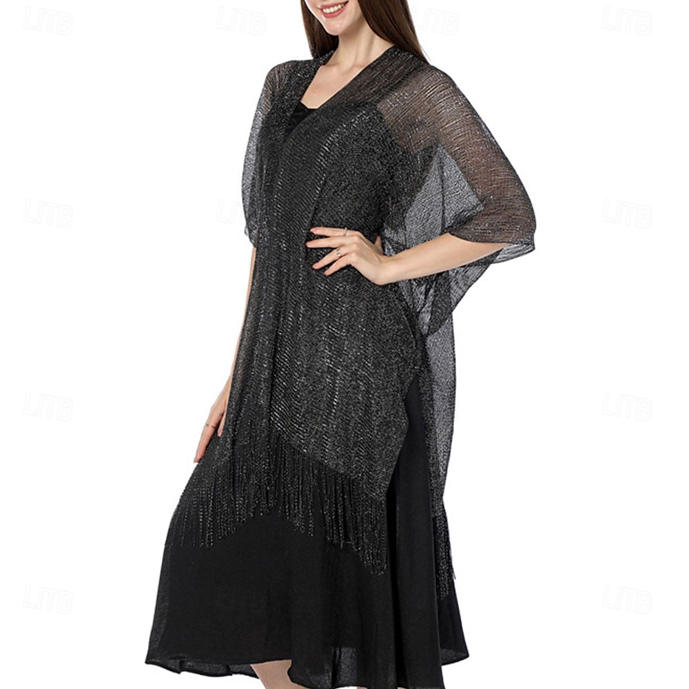 Capa Elegante de Proteção Solar para Mulheres com Mangas Curtas em Seda Imitada com Cor Pura para Casamento de Verão de 2025 por $20.99 –P11