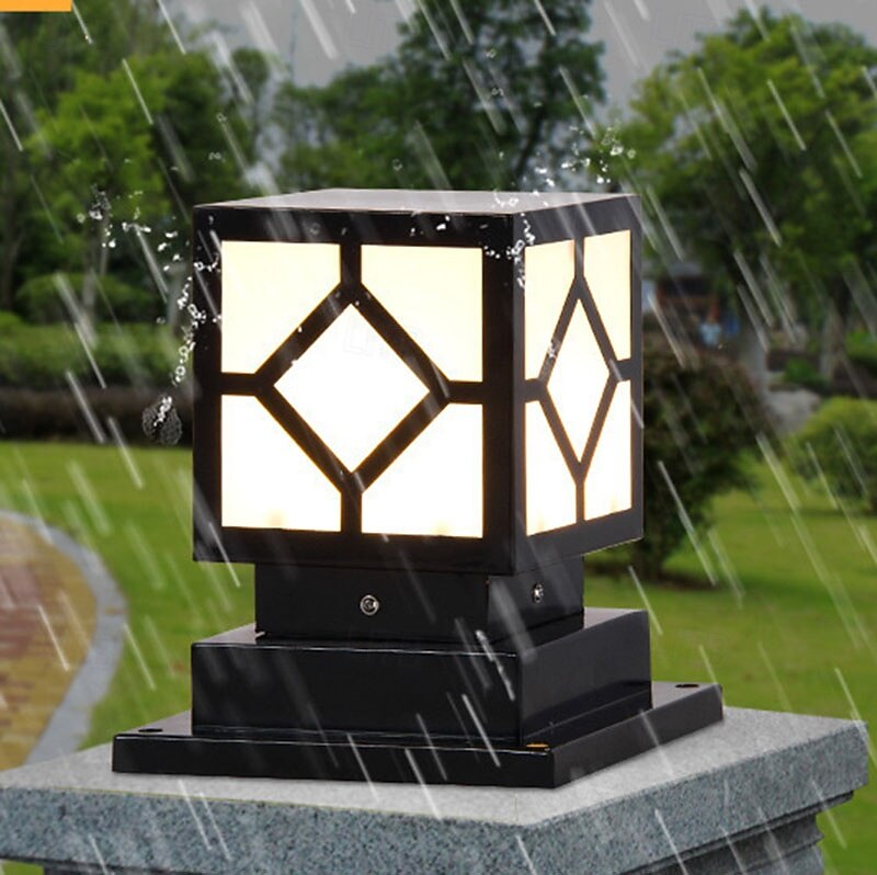 Lámpara de poste para exteriores, moderna lámpara de columna para entrada de patio, carcasa de metal, 110-240 V, 5 W 2025 - $160.99 –P7