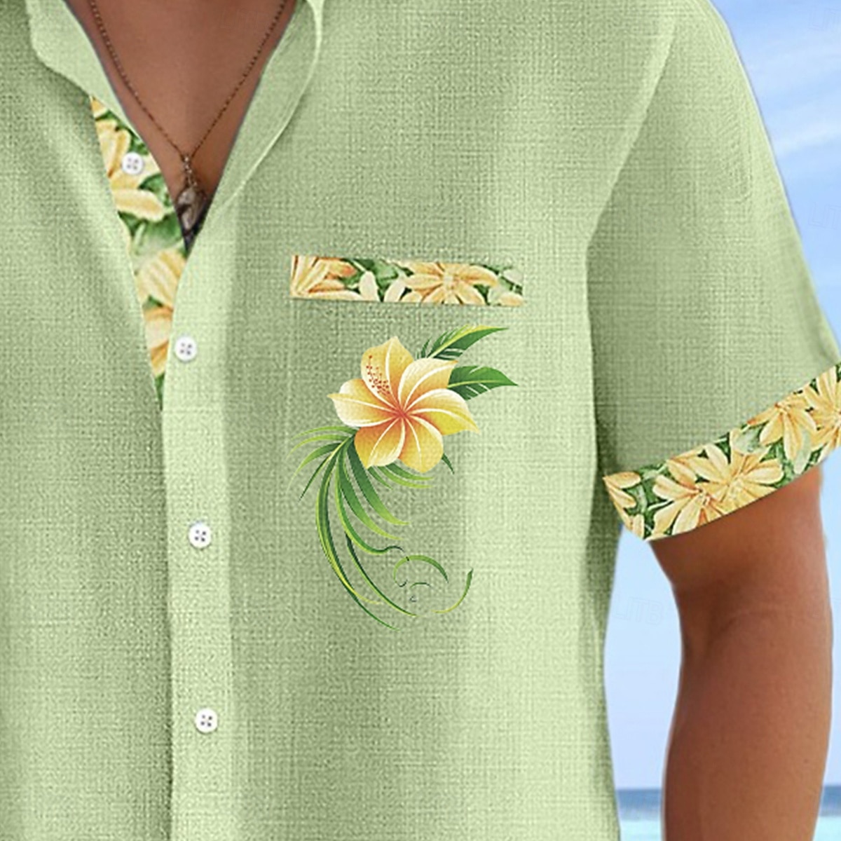 Per uomo Camicia Camicia di lino Camicia Estiva Camicia da Spiaggia Camicia con Bottoni Floreale Casuale Ferie Verde chiaro Rosa Azzurro cielo Verde Maniche Corte Collo ripiegato Estate Abbigliamento del 2025 a $25.99 –P2
