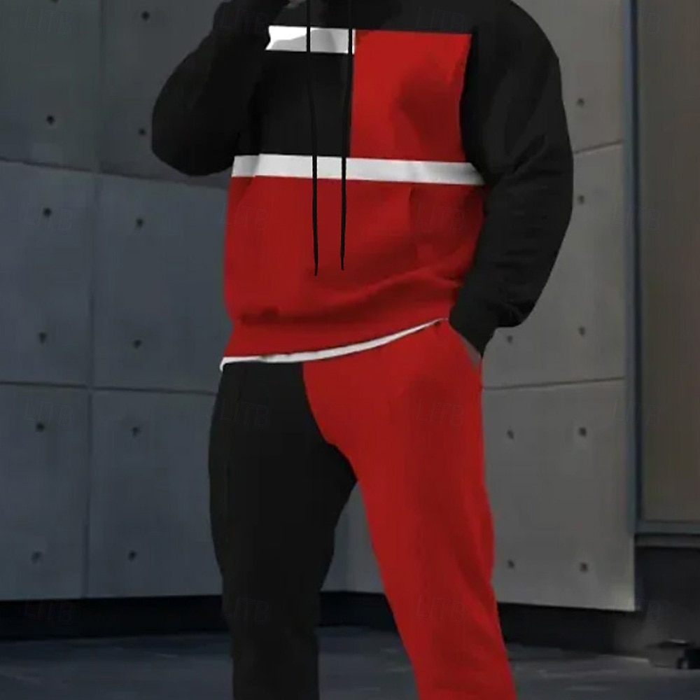 Férfi Színes 2db 3D pulóver készletek Tracksuit Kapucnis pulóver Hosszú ujj Hosszú nadrág Kapucni Alkalmi Napi Sportruházat 3D nyomtatás Tavasz Ősz Tél Rubin 2025 - $42.99 –P3