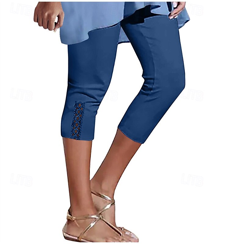 Mulheres Calças Capri Leggings Moda Casual Comprimento da panturrilha Cintura Média Tecido Cintura elástica Confortável Respirabilidade Com Stretch Férias Rua Roupa Diária Amarelo Claro Vinho de 2025 por $15.99 –P6