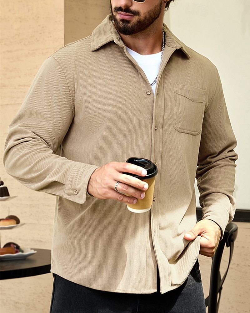 Per uomo Giacca Leggera Giacca in Velluto a Coste Giacca Casual Vacanza Quotidiano Resistente all'usura Tasca Primavera Autunno Semplice Moda Classico Bavero Regolare Nero Blu marino Cammello Marrone del 2025 a $24.99 –P9