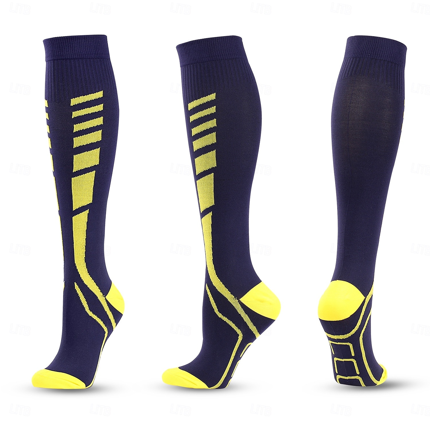 3 Pairs Compression Socks, Multi-Color Outdoor Running High Tube Pressure Socks, Athletic Performance Socks for Cross-Border Sale 2025 - $19.49 –P10