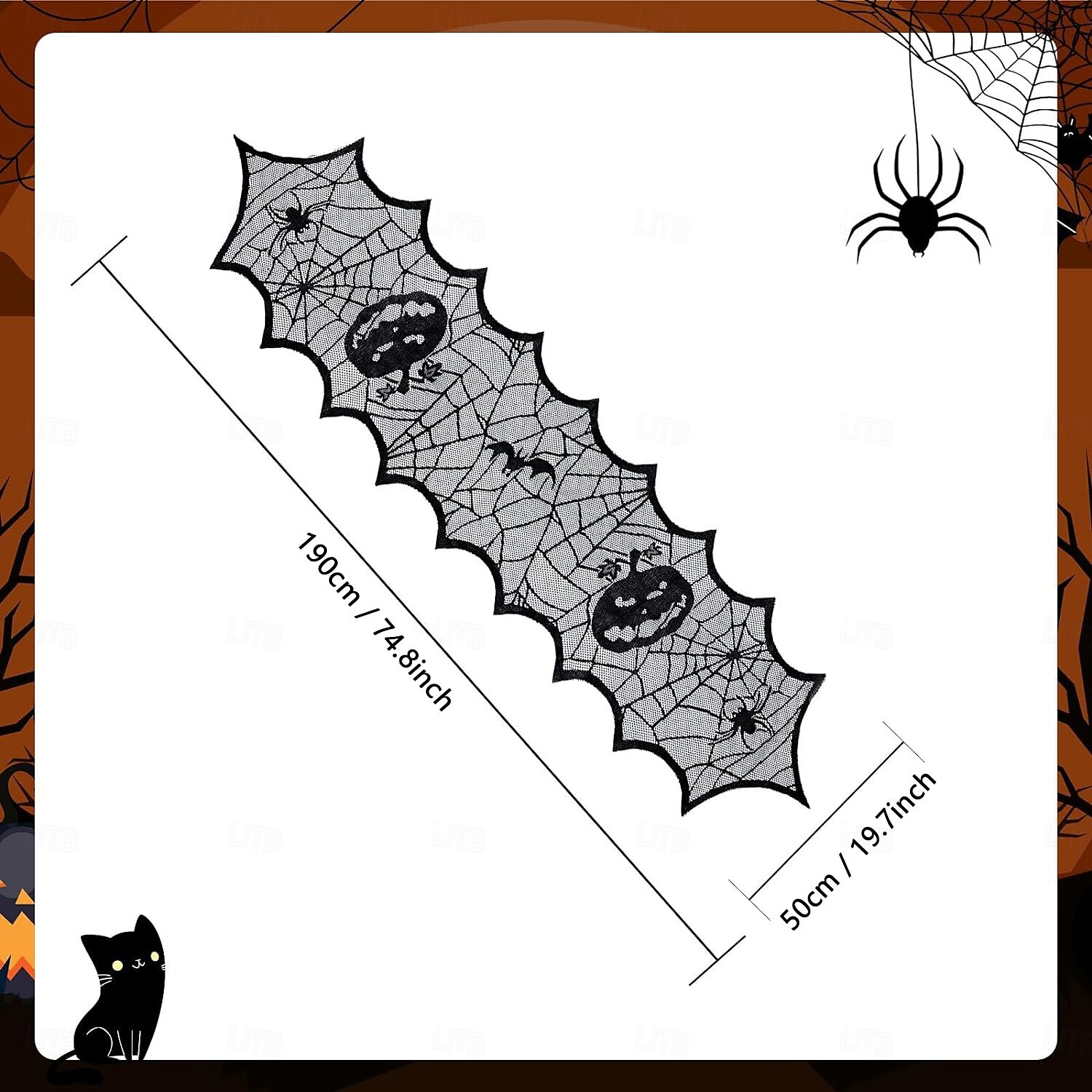 Crawling Spider Halloween Lace Table Runner and Mantle Scarf, Seasonal Halloween Decorations Table Runner 2025 - $6.49 –P1