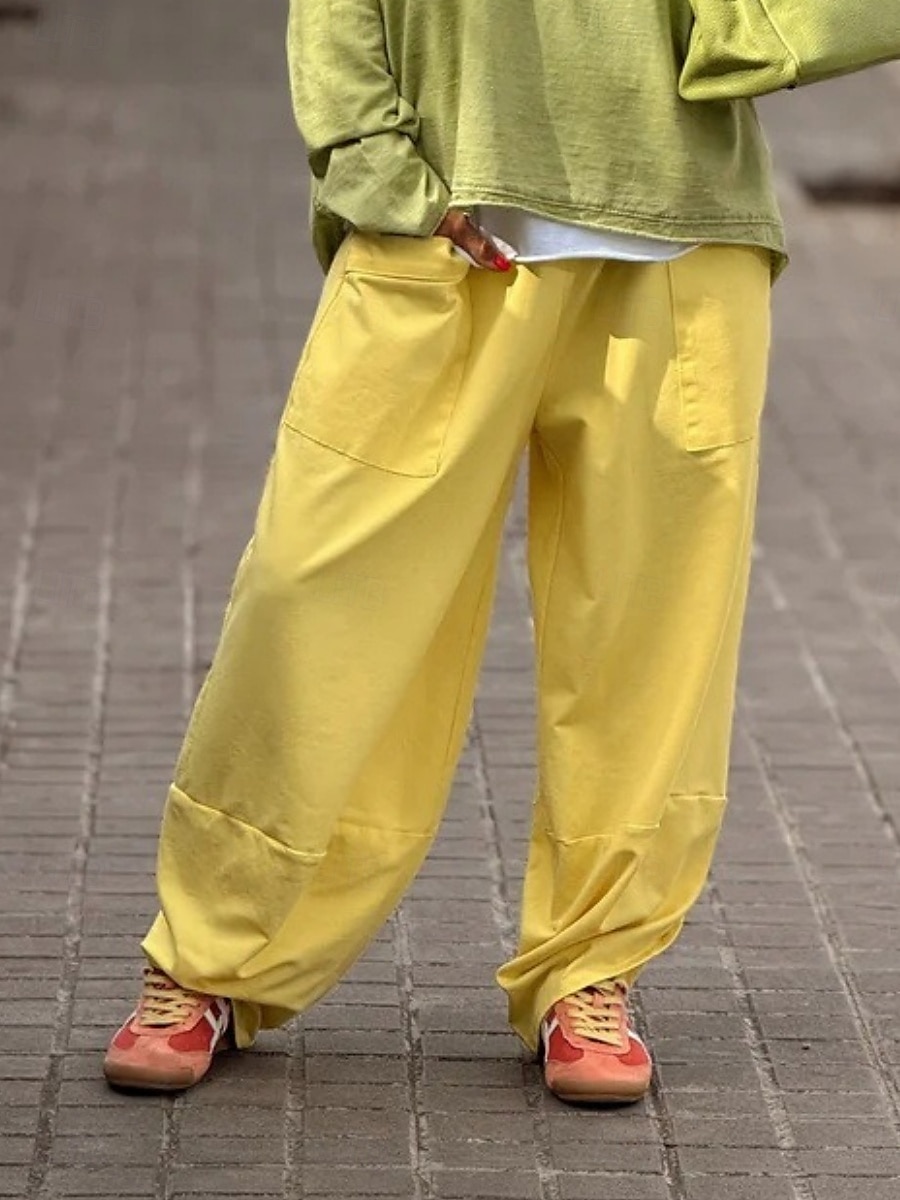 Per donna Chinos Vacanza Moda Streetwear Lunghezza intera Vita Alta Semplice Tasca Fascia Elastica Comodo Morbido Confortevole Micro-elastico All'aperto Streetwear Giallo Rosa Grigio Estate Primavera del 2025 a $26.99 –P7