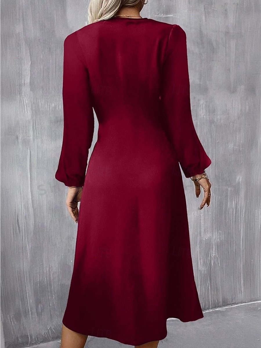 Per donna Mini Abito Abito a trapezio Abiti semi formali Ufficio Vestibilità regolare Plaid Semplice Manica Lunga Girocollo Nero Vino Rosso Estate Autunno del 2025 a $24.99 –P9