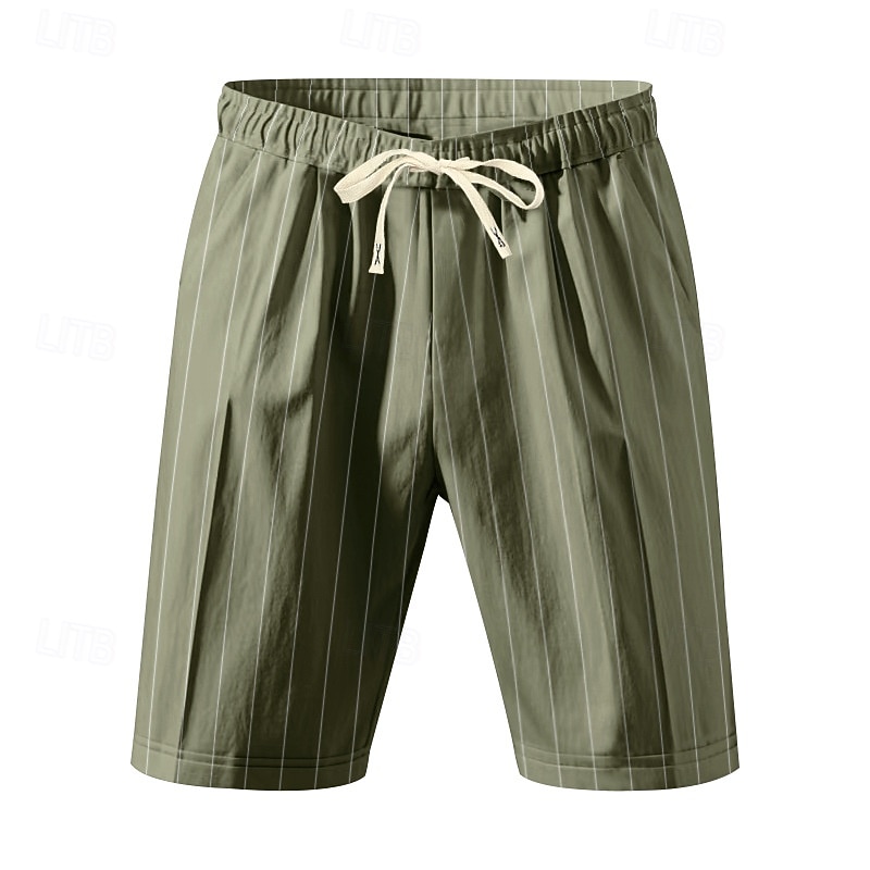 Voor heren Korte broek Linnen korte broek Zomer korte broeken Strandshorts Trekkoord Zak Elastische taille Gestreept Comfort Ademend Korte Strand Vakantie Feestdagen Hawaii Boho Zwart Marineblauw 2026 - $20.99 –P9
