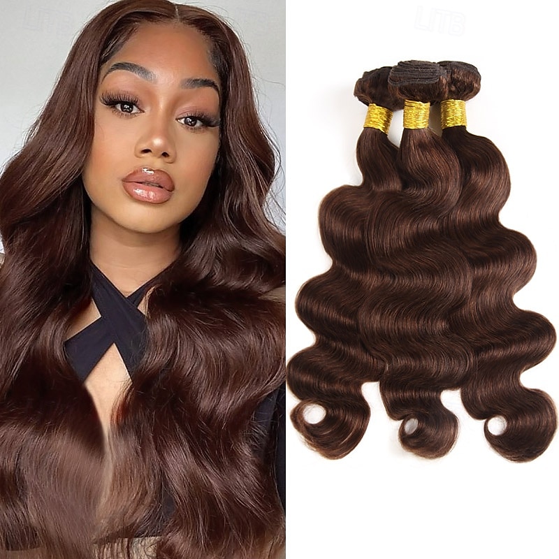 Extensions de cheveux humains brésiliens ondulés couleur brun foncé 2#, 3 paquets de 12 à 24 pouces de 2025 ? $177.99 –P1