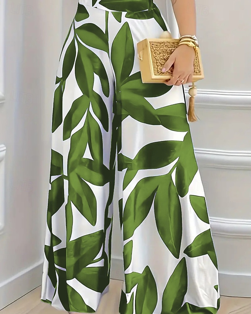 Women's Slacks Palazzo Pants Streetwear Casual Full Length Natural Flower Printing Comfy Outdoor Comfortable Street Going out Deep Purple Magenta Earth Yellow Grey Fall Regular Fit 2025 - $17.99 –P4