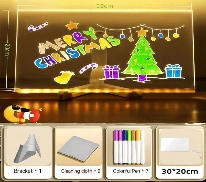 LED Note Board with Colors, Glowing Acrylic Message Marker Board, Illuminating Dry Erase Board with Sturdy Stand, Memo Letter Board with Interactive Light, White Board for Idea Generation 2025 - $14.99 –P2