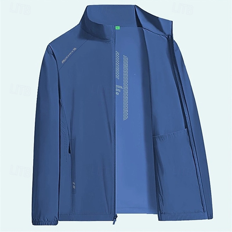 Herren Outdoorjacke Wanderjacke Regenmantel Außen Sonnenschutz Wanderoutfits Wanderbekleidung Frühling Herbst Oberteil Camping / Wandern / Höhlenforschung Laufen Dunkelgrau Schwarz Blau 2025 - $29.99 –P2