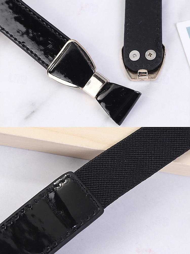 Women’s Bowknot Elastic Waist Belt – Faux Leather Dress Belt with Metal Buckle, Elegant Skinny Style for Office, Party or Formal Outfits 2025 - $9.99 –P5