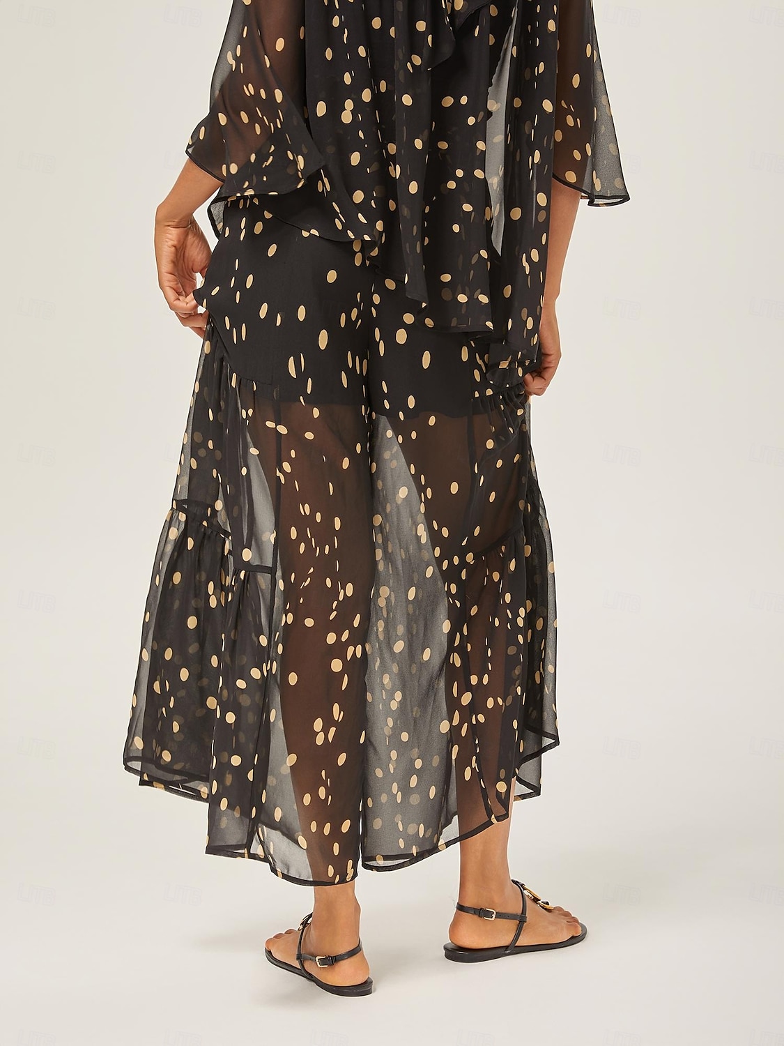 Per donna Femminile Camicia casual A Pois Casuale Manica del polsino svasato Nero annodata Elegante Bohemien Vacanza Collo Alto Estate Primavera Autunno del 2025 a $52.99 –P11
