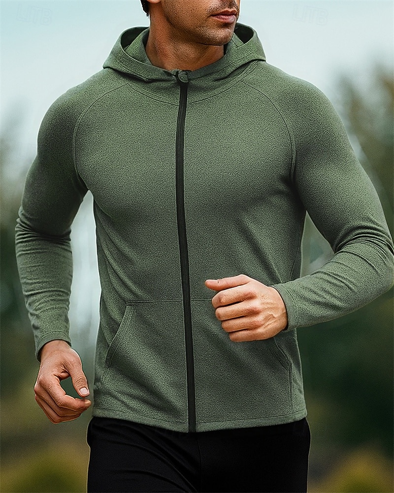 Homens Cor Sólida Jaqueta de Corrida Jaqueta Outdoor Verão Primavera Zip Completo Manga Longa Atlético Secagem Rápida Leve Respirável Tênis Golfe Corrida Azul Cinzento Escuro Vermelho Vinho Roupa de de 2026 por $31.99 –P4