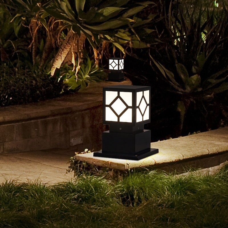 Lámpara de poste para exteriores, moderna lámpara de columna para entrada de patio, carcasa de metal, 110-240 V, 5 W 2025 - $160.99 –P4