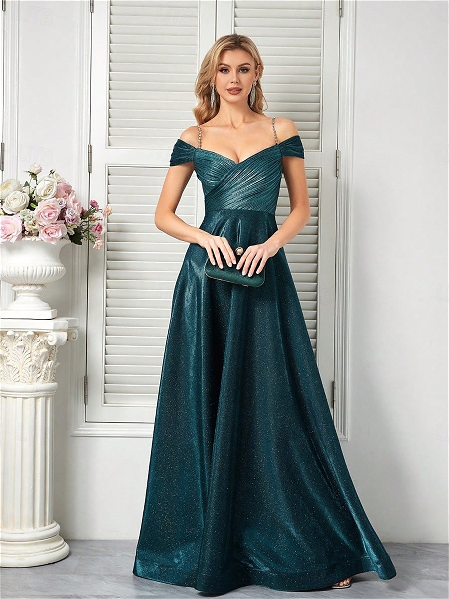 A-Line Quinceanera Dresses Elegant Dress Formal Wedding Floor Length Sleeveless Spaghetti Strap Polyester V Back with Pleats 2025 2025 - $109.99 –P6