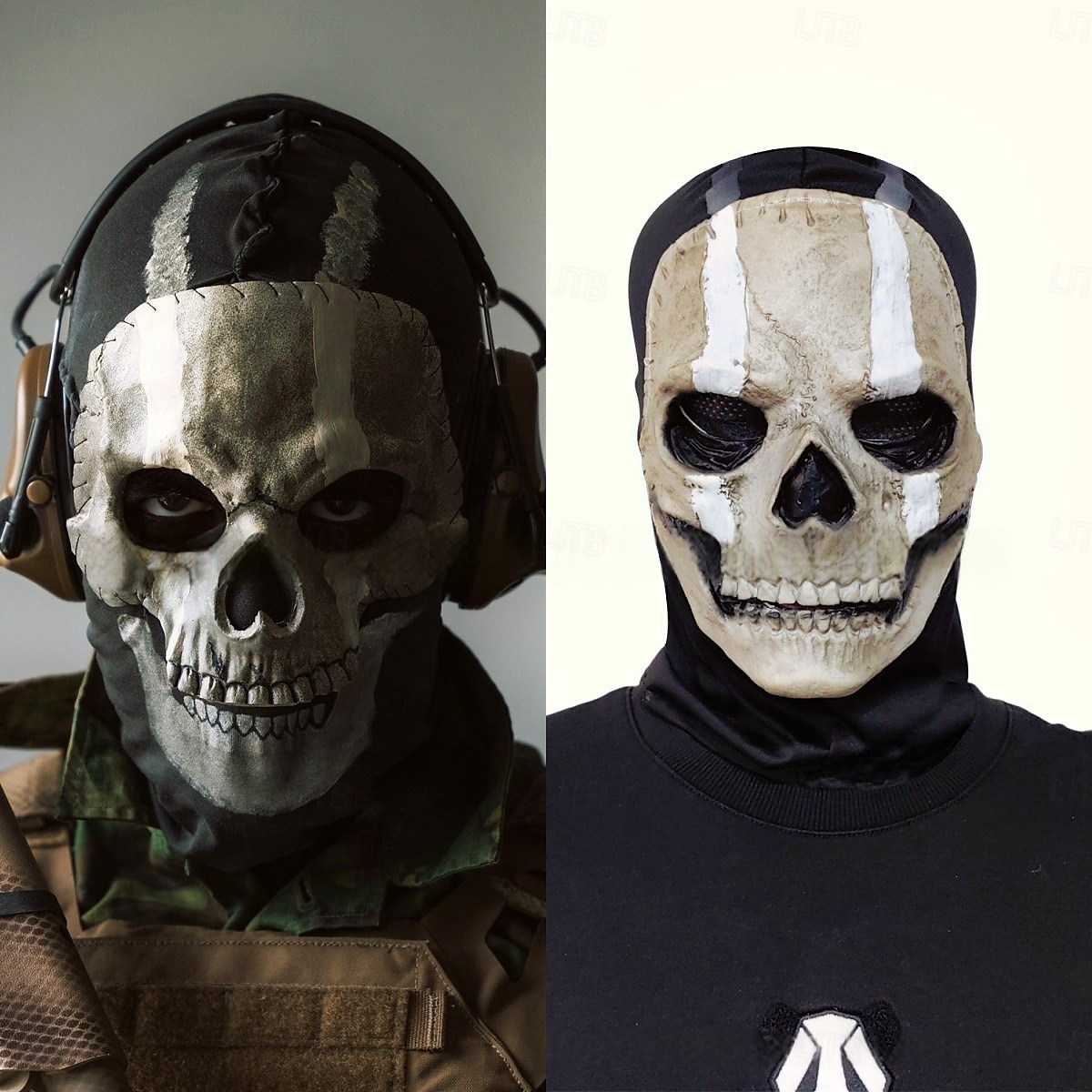 Halloweenská vojenská taktická maska lebky pro dospělé, realistické strašidelné kostýmy, latexová maska na obličej, vojenská taktická maska lebky na halloweenskou párty 2025 - $27.99 –P4