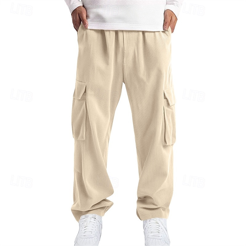 Men's Cargo Pants Trousers Corduroy Pants Multi Pocket Straight Leg Plain Wearable Daily Outdoor Camping & Hiking Fashion Classic Black Yellow 2026 - $27.99 –P5
