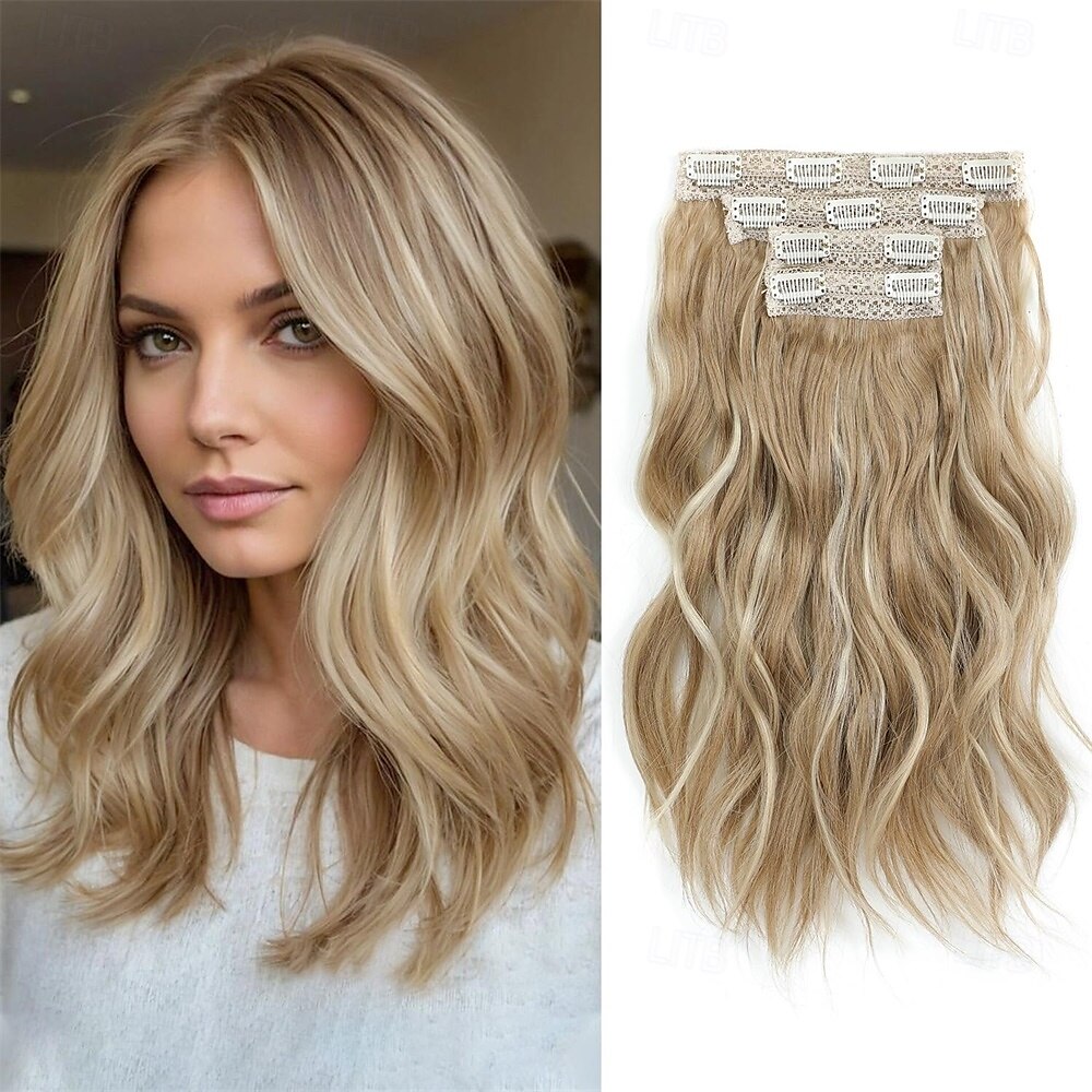 extensões de cabelo clip in extensões de cabelo para mulheres 14 polegadas curto ondulado clip in extensões de cabelo para mulheres extensões de cabelo clip ins 4 peças extensões de cabelo com trama de 2025 por $26.99 –P4