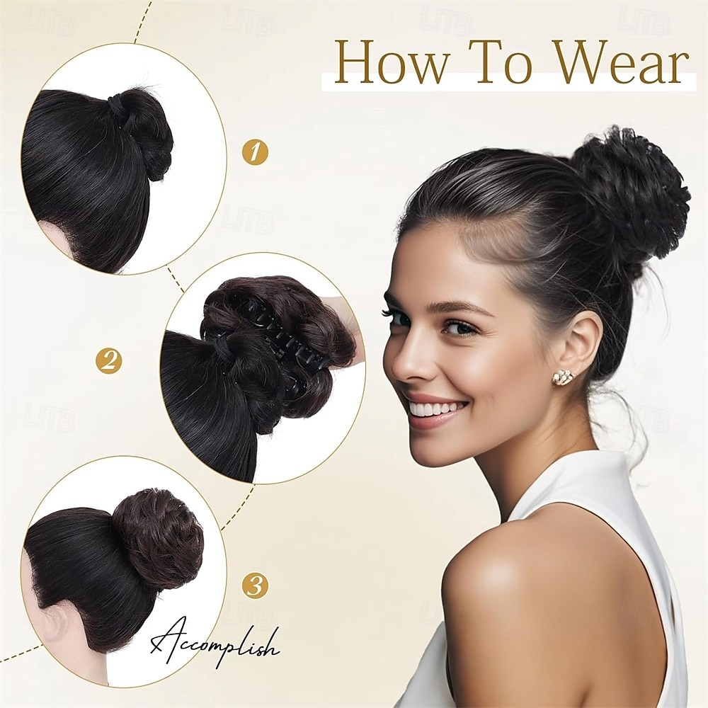 Messy Bun Hair Piece Wavy Claw Clip Messy Bun Hair Clip Synthetic Fake Buns Hairs Extensions Soft hairs buns Hairpieces for Women Daily Wear 2025 - $9.49 –P8