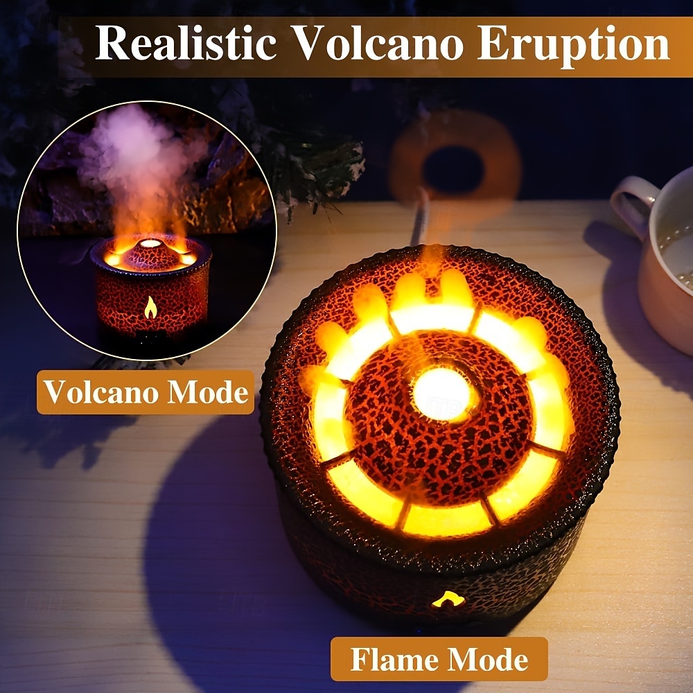 Volcanic Flame Aroma Diffuser with LED Night Light - Portable Essential Oil Humidifier Auto Shut-Off 2 Color Modes Ideal for Home & Office 2025 - $68.99 –P6