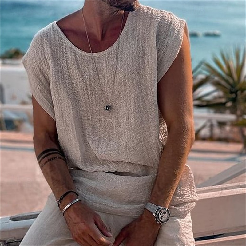 Men's Tank Top Vest Top Undershirt Sleeveless Shirt Sleeveless Crew Neck Summer Plain Fashion Designer Basic Classic Vacation Street Going out White Top Tee for Men 2025 - $19.99 –P1