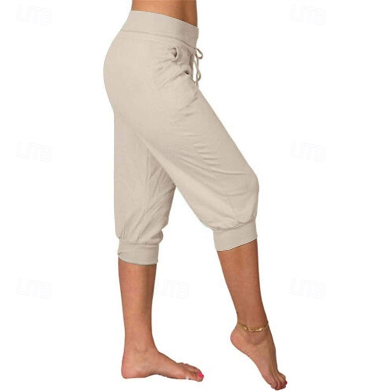 Dame Capri-bukser Søndagsshorts Gatemote Fritid Kalv lengde Medium Midje عادي Elastisk midje Snorer Pusteevne Myk Mikroelastisk Feriereise Gate Dagligdagstøy Svart Rosa Navyblå Grønn Sommer Normal 2025 - $16.99 –P2