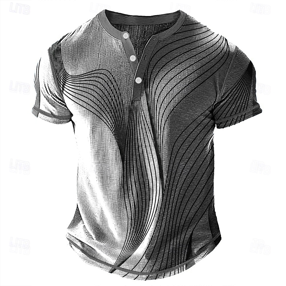 Pánské Geometrický Abstraktní Tričko Henley Waffle Tričko Krátký rukáv Denní Retro Klasické Outdoorové sporty Ležérní Dovolená Léto Jaro léto Fialová Červená Vodní modrá Šedá Henley Tričko Henley 2025 - $22.99 –P3
