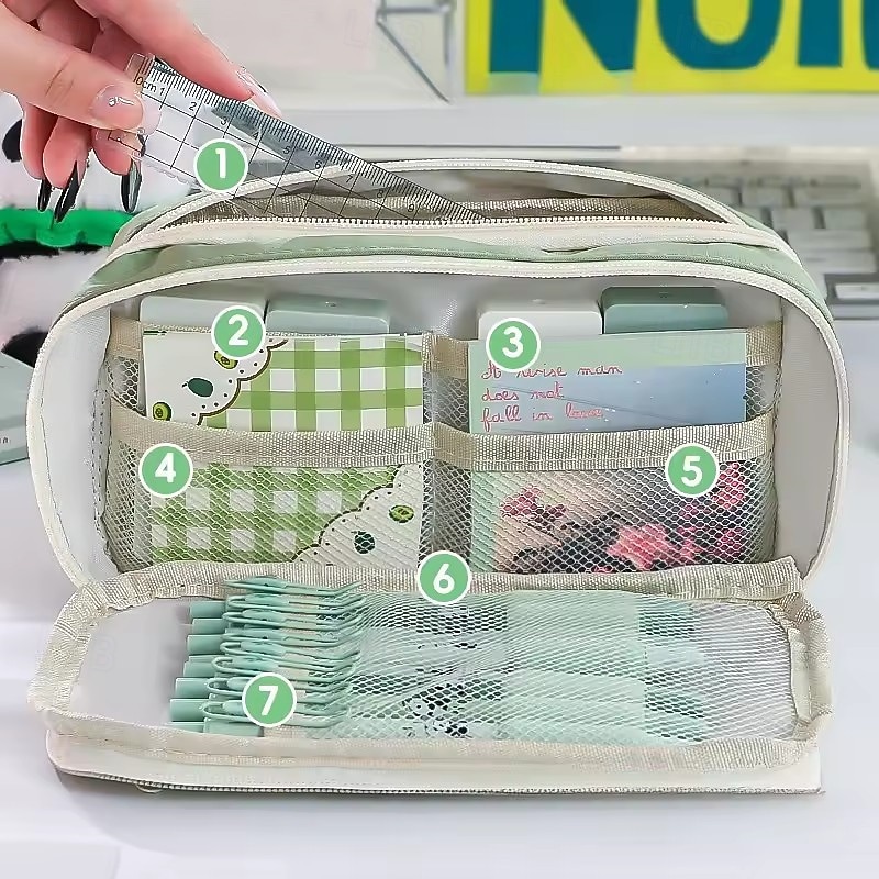 Large Capacity Storage Bag with 9-layer Pencil Case Transparent Compartment and Magnetic Button Flap for Easy Retrieval 2025 - $15.99 –P7