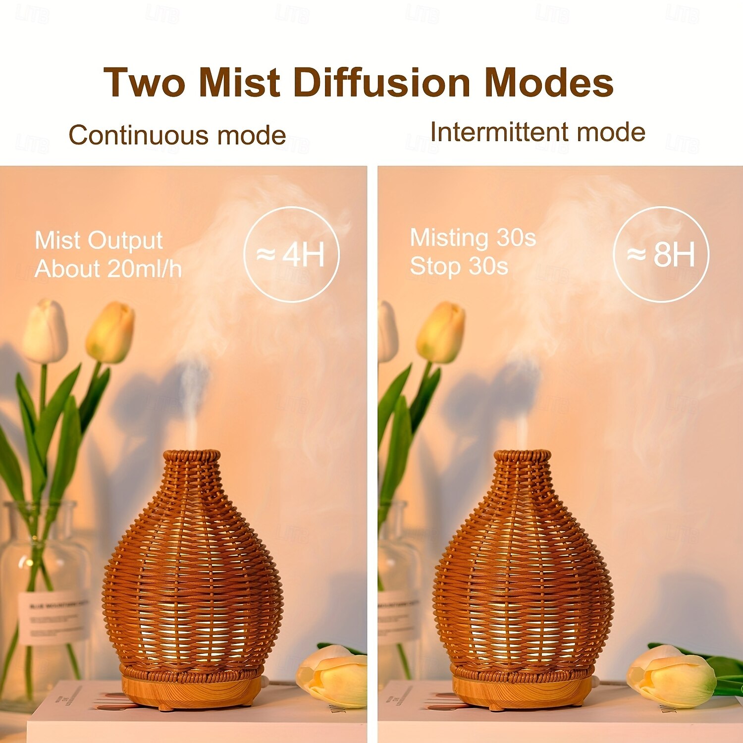 Diffusore di oli essenziali Aromamaster in stile rattan da 1 pezzo, con spegnimento automatico senza acqua, per umidificazione con aromaterapia e purificazione dell'aria, con funzionamento silenzioso del 2025 a $58.99 –P4