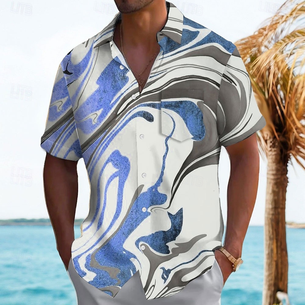 Voor heren Geometrisch Abstract Marmer Overhemd Zomer overhemd Overhemd met knopen Korte mouw Mode-casual Buiten Vakantie Dagelijks gebruik Zomer Lente Strijkijzer 3D-afdrukken shirts met kraag 2025 - $23.99 –P4