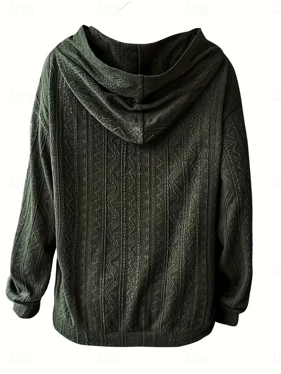 Mulheres Pulôver Moletom Com Capuz Tecido Casual Manga Longa Com Capuz Tops regulares Rua Dia a Dia Preto Azul Verde Café Outono Inverno de 2025 por $22.99 –P2