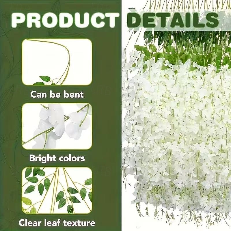 36 db-os műliliom virágfüzér, fehér függő műliliom esküvőre, partira, ünnepi dekorációra és otthoni kerti faldekorációra, karbantartásmentes 2026 - $35.99 –P1