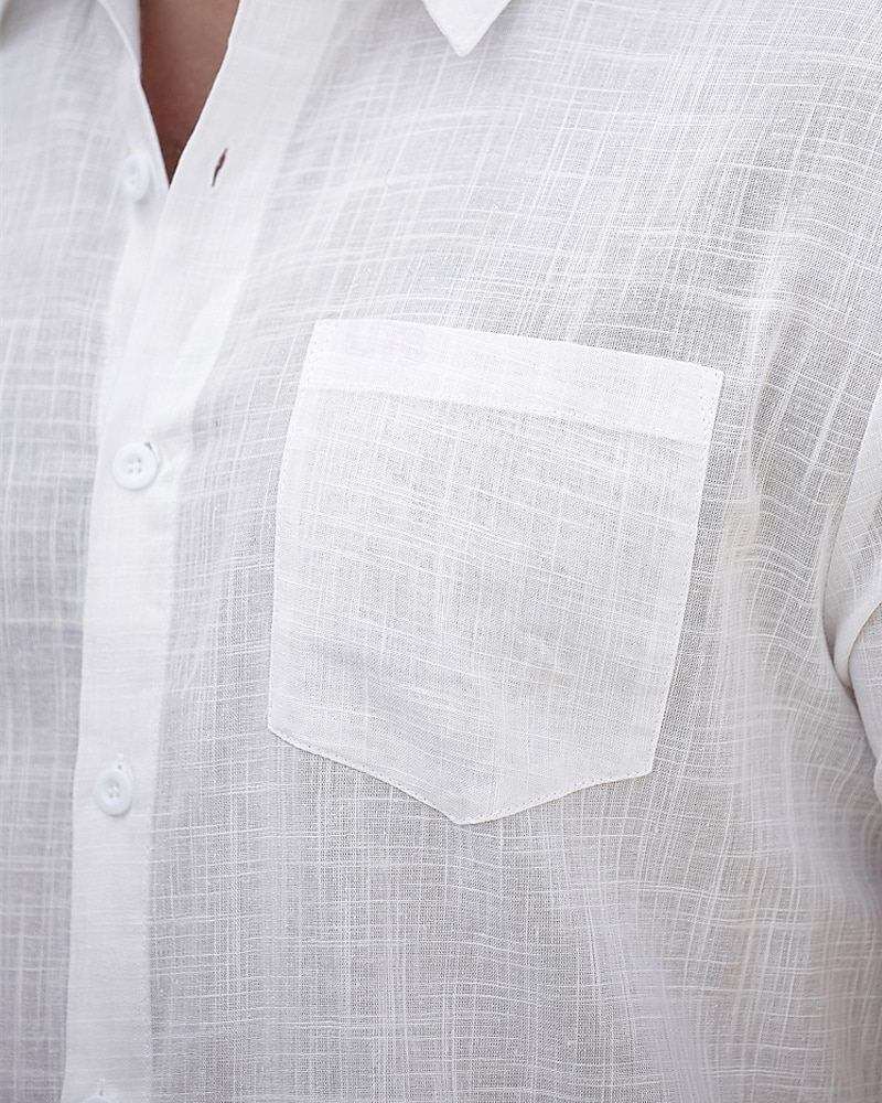 Per uomo Camicia Camicia di lino Camicia casual Camicia con Bottoni Camicia di cotone Semplice Vacanza Streetwear Bianco Manica Corta Collo ripiegato Estate Abbigliamento Tasca del 2025 a $23.99 –P5