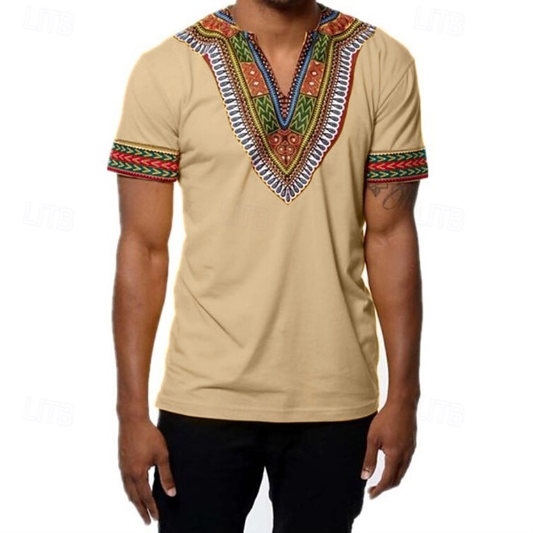 Męskie Koszulkowy Nowoczesne stroje afrykańskie Druk afrykański Dashiki Bal maskowy Doroślu podkoszulek Impreza 2025 - $23.99 –P6