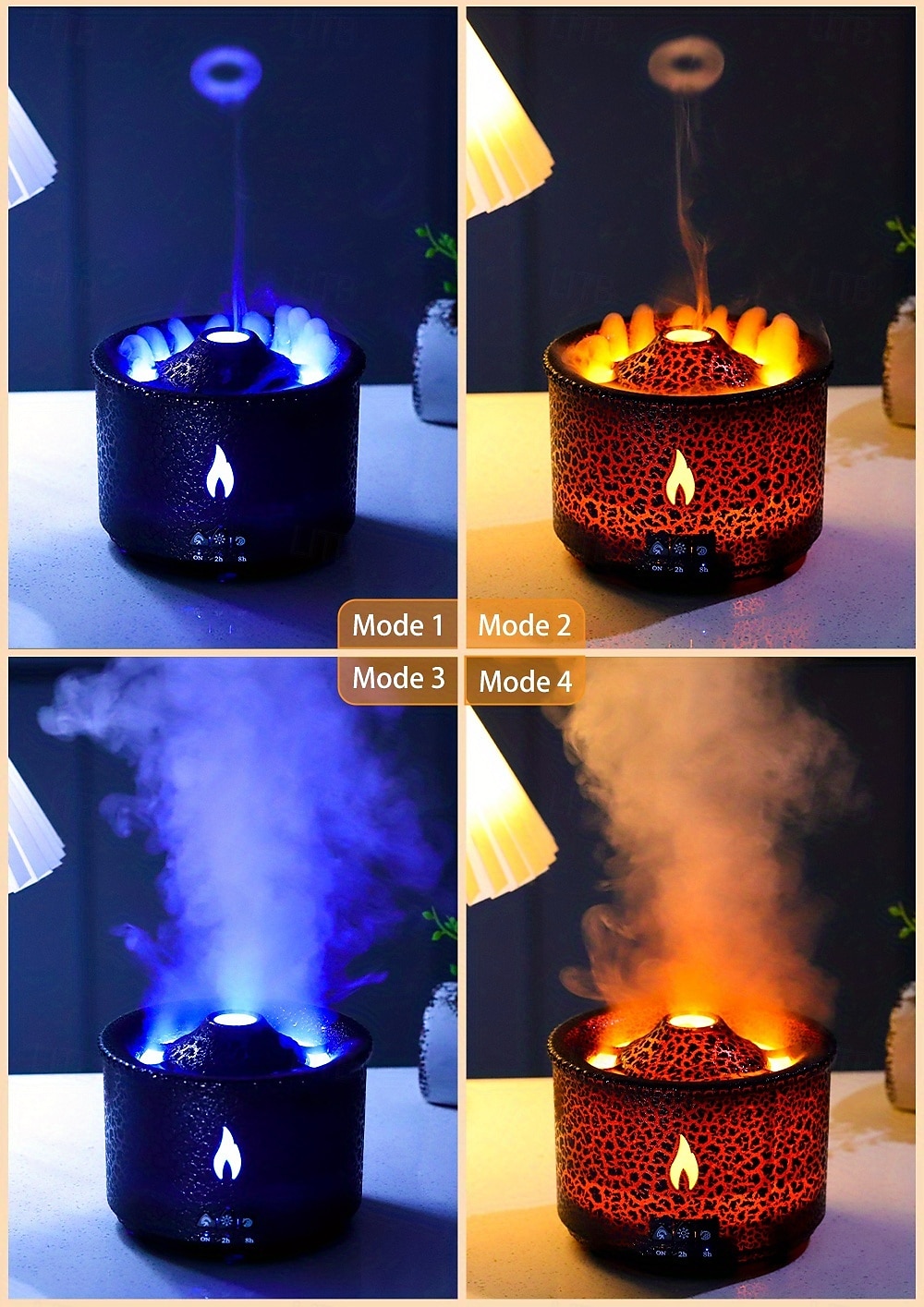 Volcanic Flame Aroma Diffuser with LED Night Light - Portable Essential Oil Humidifier Auto Shut-Off 2 Color Modes Ideal for Home & Office 2025 - $68.99 –P14