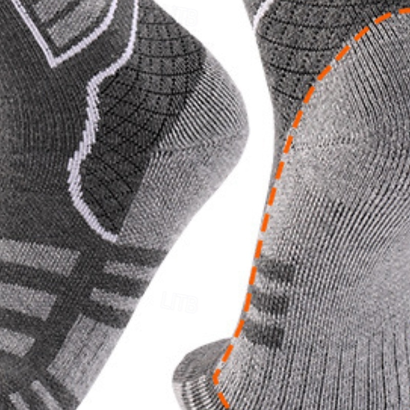 1 Pair Men's Women's merino wool socks Hiking Socks Sports Socks Thermal Warm Breathable Anti Blister Thick Outdoor Over The Calf Patchwork Merino Wool Dark Grey Black Pink for Ski / Snowboard 2025 - $17.59 –P9