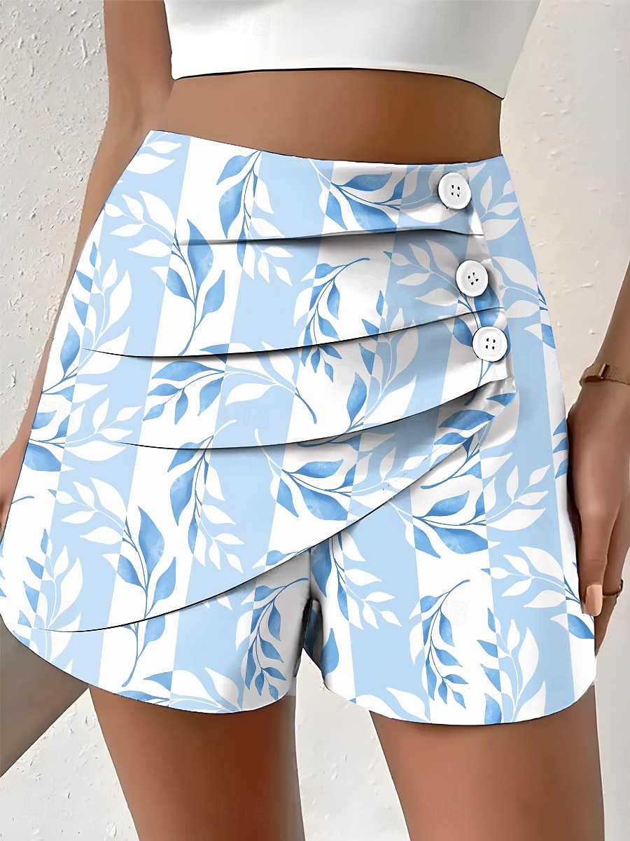 Women's Chinos Shorts Vacation Vintage Ethnic Style Short Medium Waist Pleated Vacation Street Daily Pinky Amethyst Robin's Egg Blue Green Summer Spring Regular Fit 2025 - $17.99 –P1