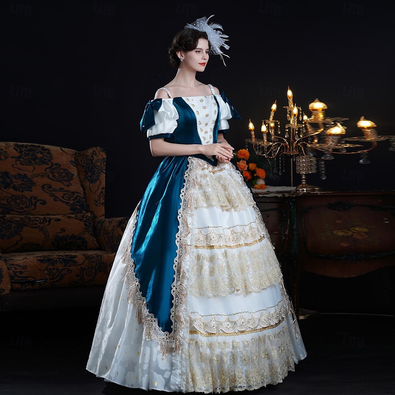 Vintage Rokoko Renässans Maxi Klänningar Vanligt Juliet ärm Prinsessa Brud Plisserad Med volanger Prinsessa Rund hals Dam Halloween Karnival Maskerad Prestanda Fest Halloween Vuxen Alla årstider 2025 - $356.59 –P7