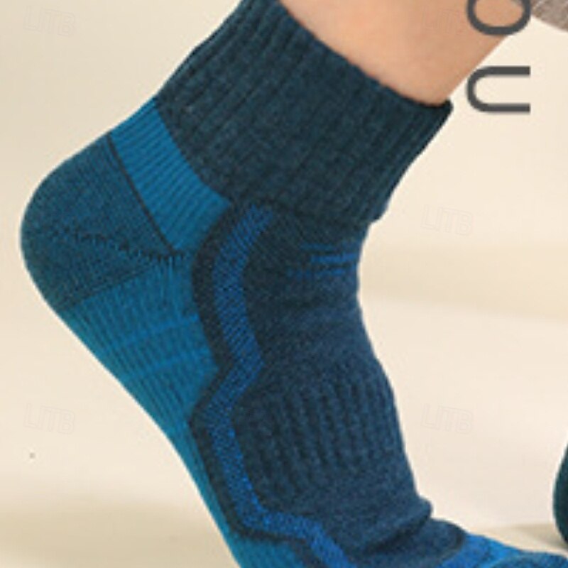 1 Paar Herren Damen Merino Wollsocken Wandersocken Sportsocken Thermo Warm Atmungsaktiv Anti Blasen Dick Outdoor Quarter Crew Patchwork Merinowolle Schwarz Königsblau Braun für Ski/Snowboard 2026 - $12.99 –P8