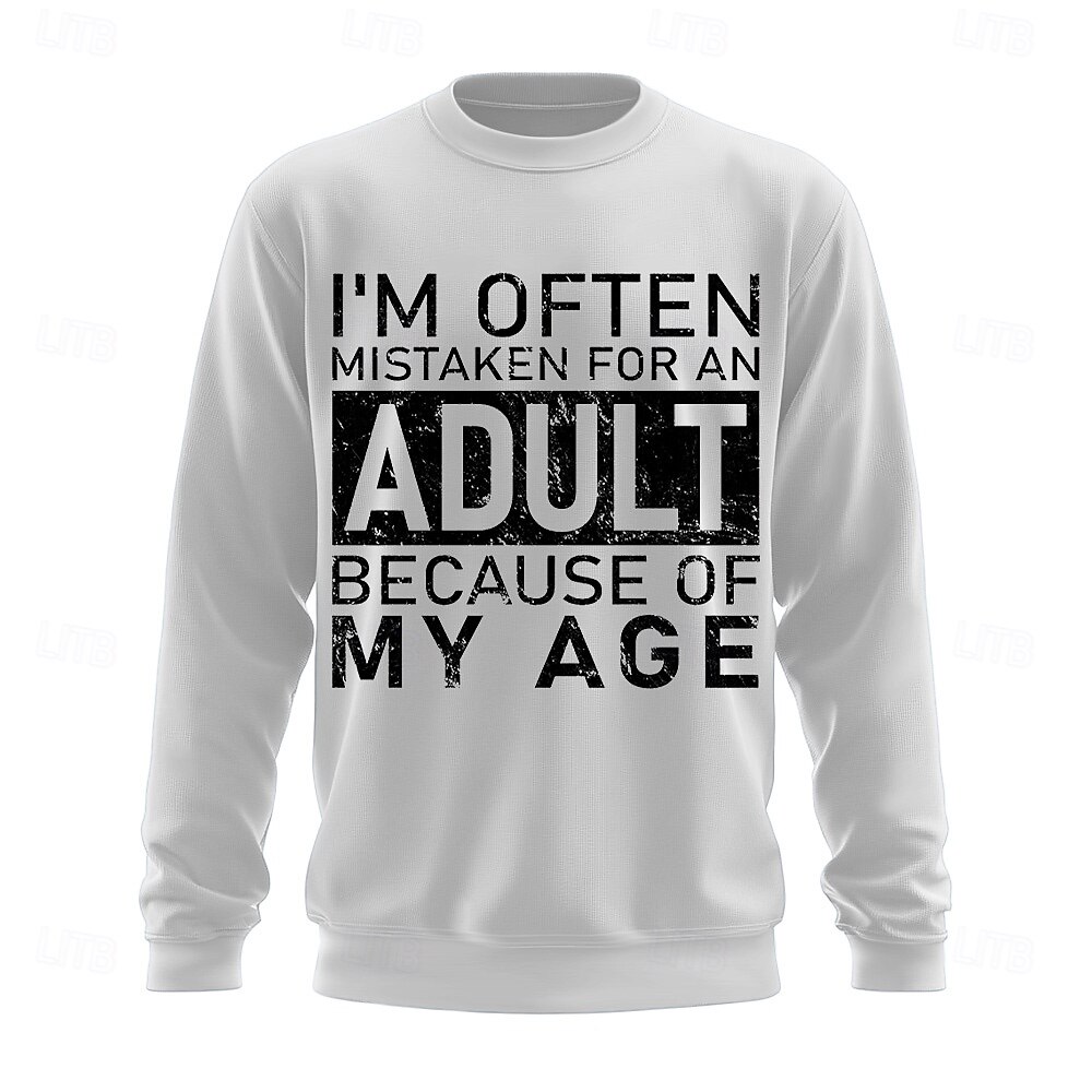 Herre Act My Age Morsom Slang Genser Mote Daglig Langermet Crew-hals Svart Hvit Crewneck 3D Alle årstider Designer 2025 - $26.99 –P5