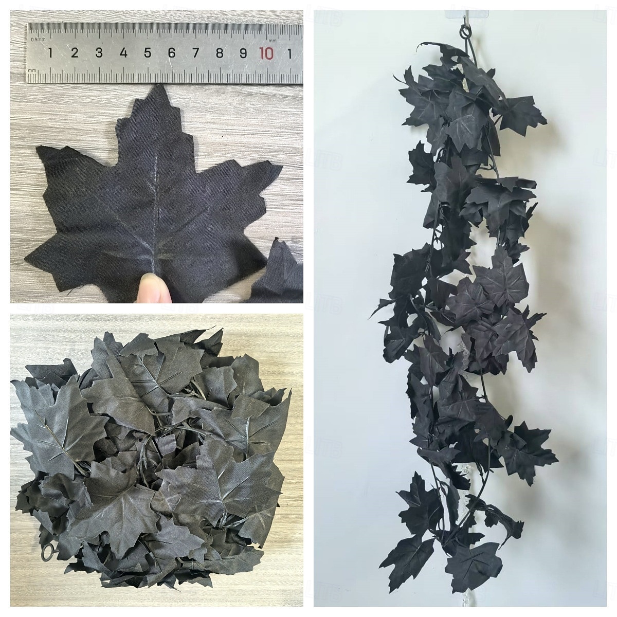 Guirnalda de Halloween, decoraciones negras de otoño para colgar en la pared, hojas de arce artificiales, enredadera de hojas de arce, liquidación de decoraciones de Halloween, decoración para el 2026 - $9.99 –P6