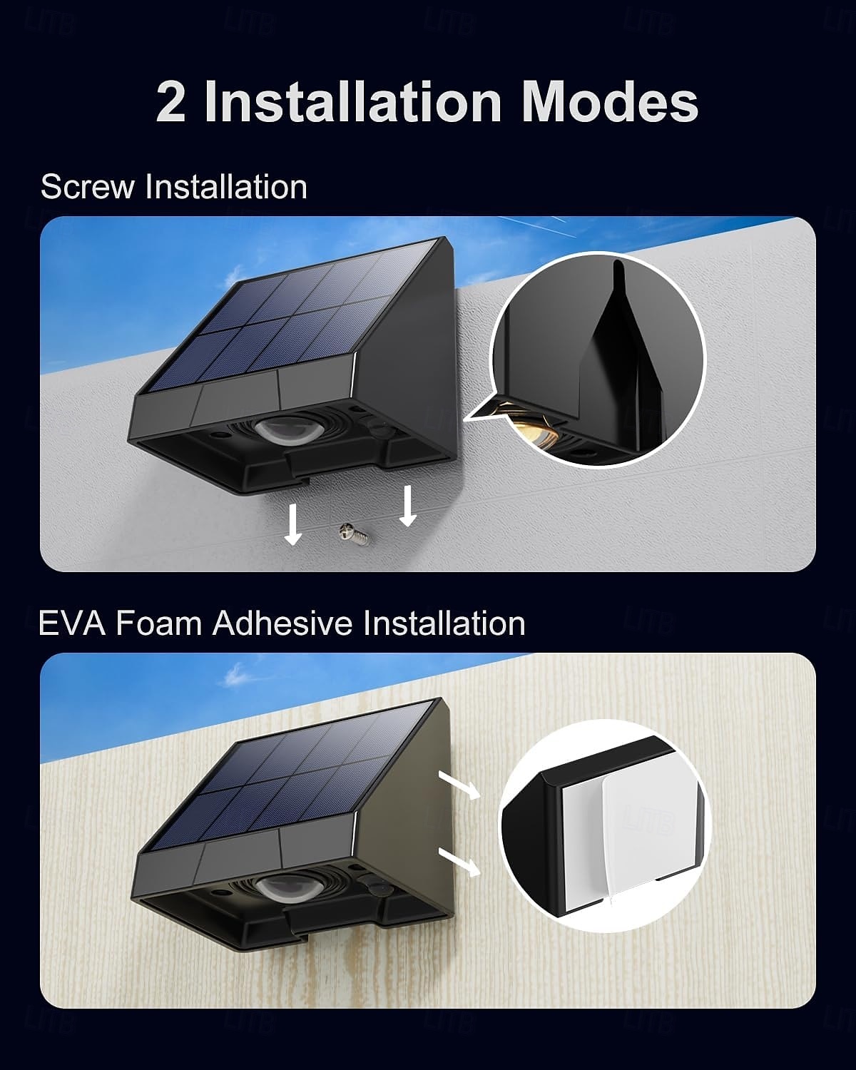 Настенные светильники на солнечных батареях, уличные, 1/2/3 светодиодные линзы, светильники для ограждения, работающие от электричества, водонепроницаемые, теплого белого цвета, с автоматическим 2026 - $16.99 –P12