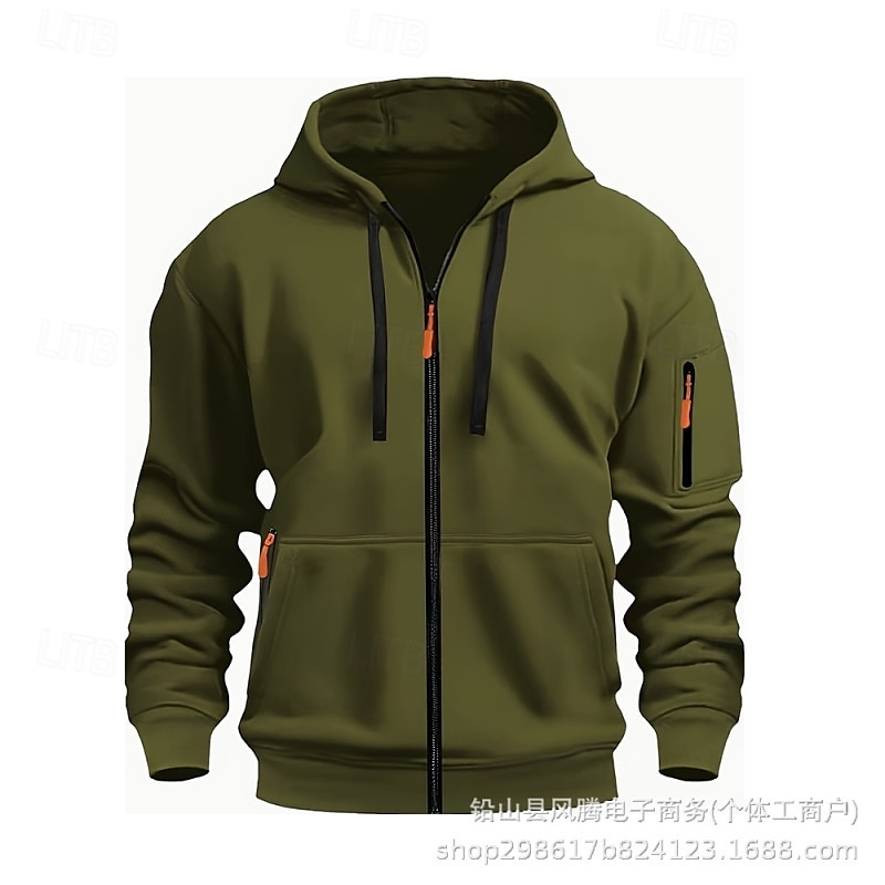 Herren Kapuzensweatshirt Schwarz Weiß Wein Armeegrün Rote Mit Kapuze Einfach Reißverschluss Farbblock Sport & Outdoor Lässig Täglich Polyester Cool Lässig sportlich Frühling & Herbst Bekleidung 2025 - $23.99 –P12