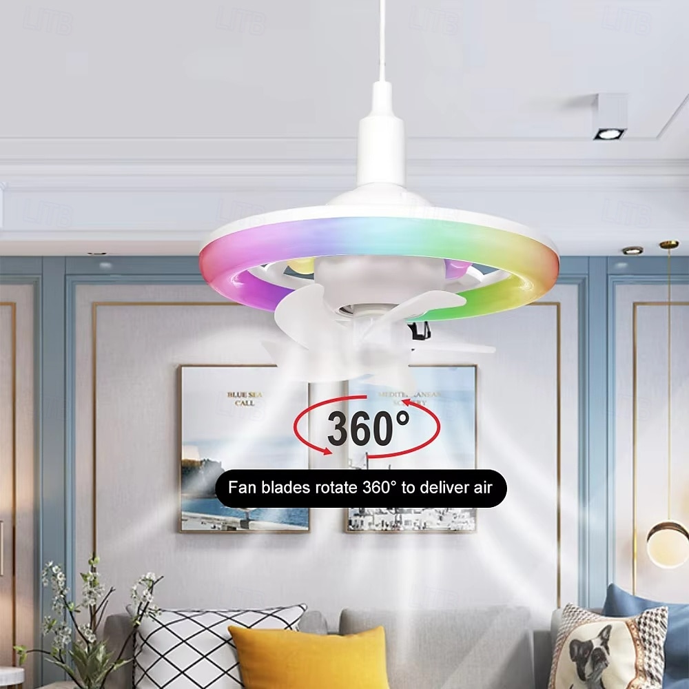 rgb полноцветная лампа с регулируемой яркостью светодиодный вентилятор подвесной светильник для украшения дома 2025 - $80.99 –P3