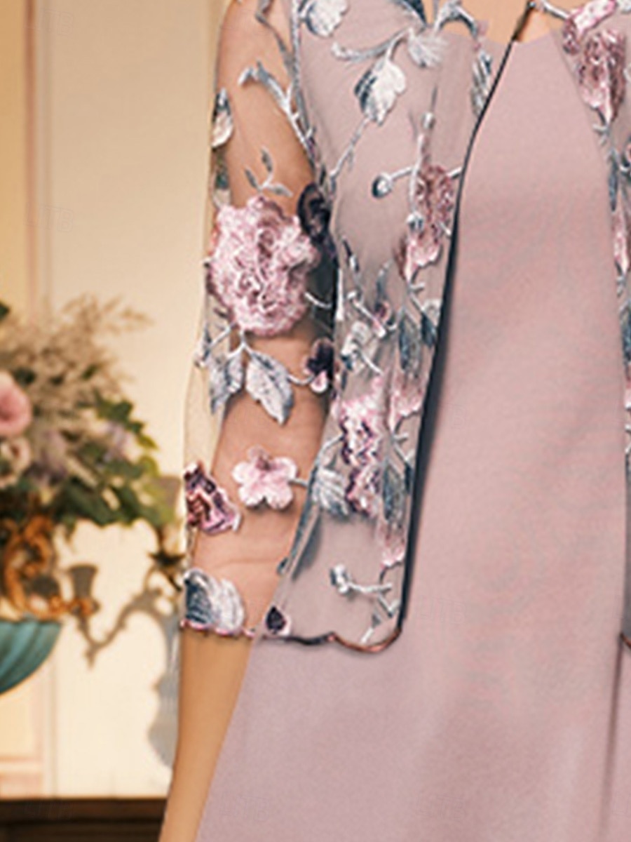Femmes Blazer Léger Dentelle Broderie Élégant Fleuri Formel Court Col Rond Coupe Ample Manche 3/4 Vêtements d'extérieur Gris Rose Été Printemps de 2025 ? $49.99 –P2