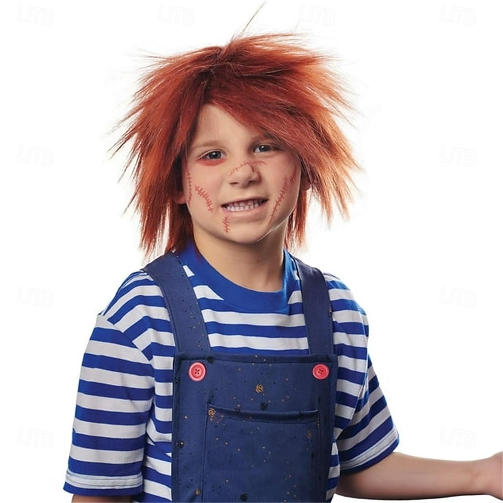 Cosplaypruiken Bruin Recht Synthetisch haar Kort Pruiken Jongens Pruiken Voor feest 2026 - $23.99 –P1