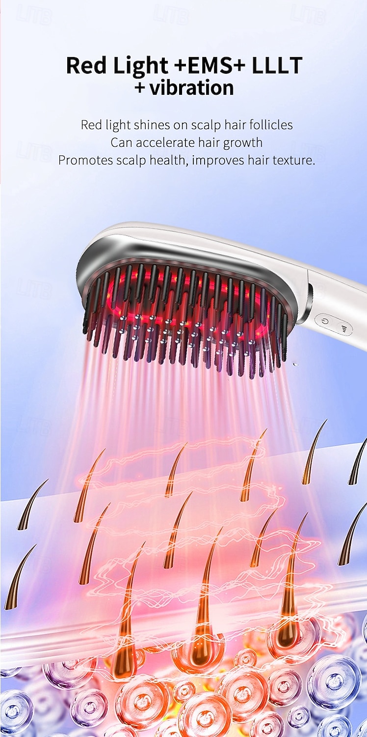 Valentijnsdag Cadeaus Voor Vrouwen Led Blauw Rood Lichttherapie Haarsmassager Borstel Scalp Massage Kam EMS Microcurrent Negatieve Ion Haar Kam 2026 - $88.99 –P5