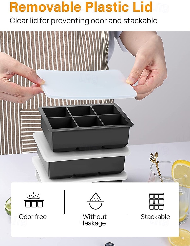 Silicone Ice Cube Tray with Lid, Square Ice Ball Mold Maker for Whiskey, Cocktails, Bars & Parties, Easy-Release Freezer Ice Box for Drinks 2025 - $6.99 –P5