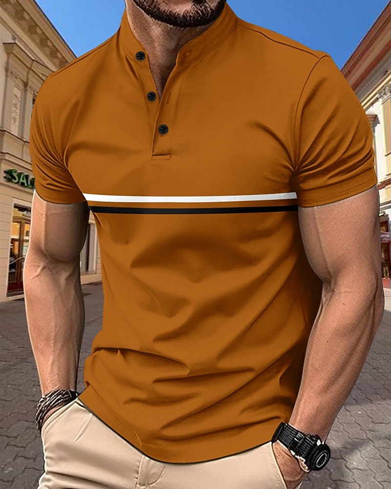 Men's Golf Shirt Golf Polos Shirts Casual Sports Stand Collar Short Sleeve Basic Modern Color Block Patchwork Buttons Summer Spring Regular Fit Black Navy Blue Sky Blue Dark Green Brown Gray Golf 2026 - $21.99 –P9